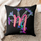 Coussin Monogram M initiale florale (Couverture)