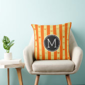 Coussin Monogram Orange Stripes Motif de coeur moderne (Chaise)