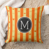 Coussin Monogram Orange Stripes Motif de coeur moderne (Couverture)