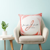 Coussin Monogram Orange Swirl Art Abstrait (Chaise)