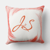 Coussin Monogram Orange Swirl Art Abstrait (Verso)