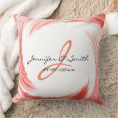 Coussin Monogram Orange Swirl Art Abstrait (Couverture)