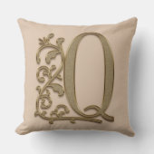 Coussin Monogram Q Crème Mocha, Famille, Mariage Anniversa (Recto)
