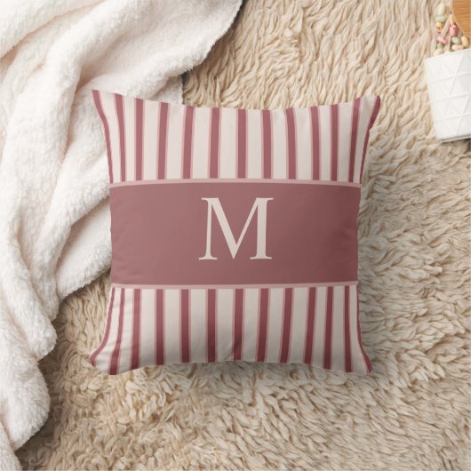 Coussin Monogram Retro Hearts Pink Burgundy (Couverture)