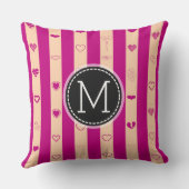 Coussin Monogram Royal Fuchsia Stripe Motif cardiaque mode (Verso)