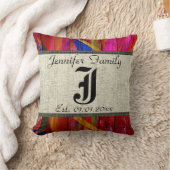 Coussin Monogram Rustique Toile de Jute Peinture Aspect Bo (Couverture)