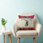 Coussin Monogram Rustique Toile de Jute Peinture Aspect Bo (Chaise)