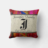 Coussin Monogram Rustique Toile de Jute Peinture Aspect Bo (Verso)