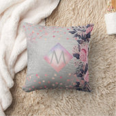 Coussin Monogram Silver Navy Rosegold Girly Newlyweds Cade (Couverture)