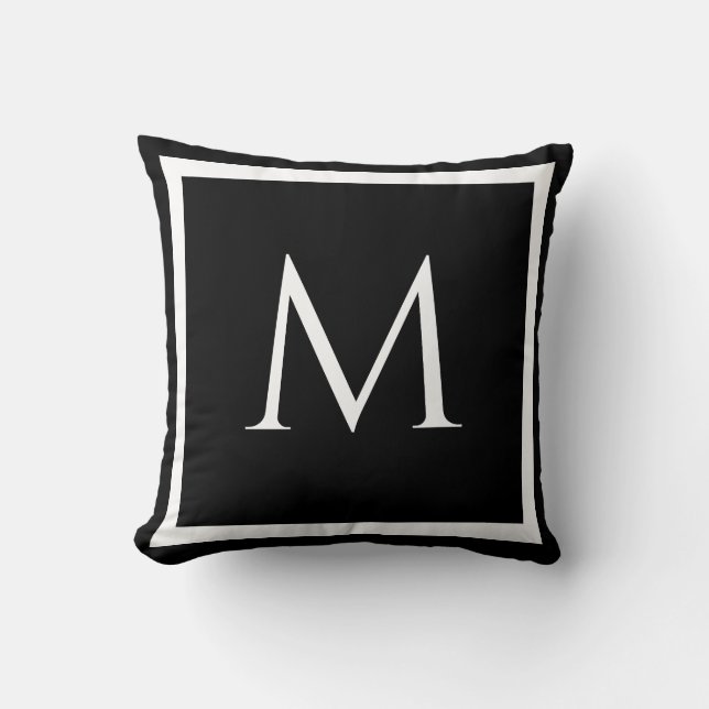 Coussin MONOGRAM Solide couleur noire uni moderne Throw Pi (Recto)