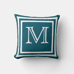 Coussin MONOGRAM Solide Doux foncé Marine bleu uni Jeter