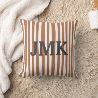 Coussin Monogram Terracotta Modern Stripes Minimalist 
