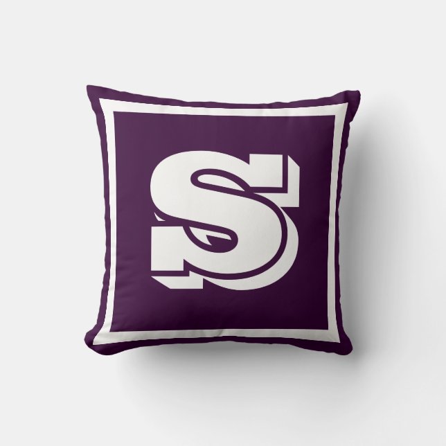 Coussin MONOGRAM Violet Uni Tissu Doux Raisin Foncé Oreill (Recto)
