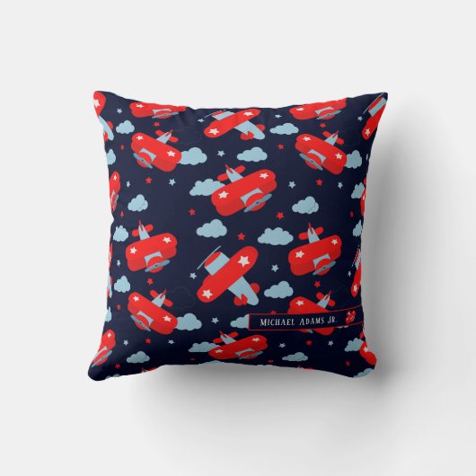 Coussin Monograme des Red and Blue Planes et des Clouds (Verso)