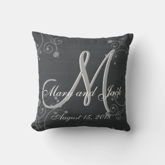 Coussin Monogramme 3d Rustique Chalkboard