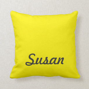 Coussin Monogramme à la mode au néon jaune lumineux