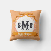 Coussin Monogramme à lanière à clé grecque inversée orange (Verso)