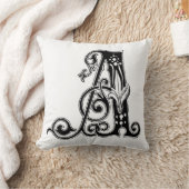 Coussin Monogramme A Modèle floral noir et blanc initial (Couverture)