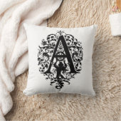 Coussin Monogramme A Modèle floral noir et blanc initial (Couverture)