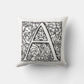 Coussin Monogramme A Modèle floral noir et blanc initial (Verso)