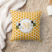 Coussin Monogramme à motif de rayons de miel orange et abe (Couverture)