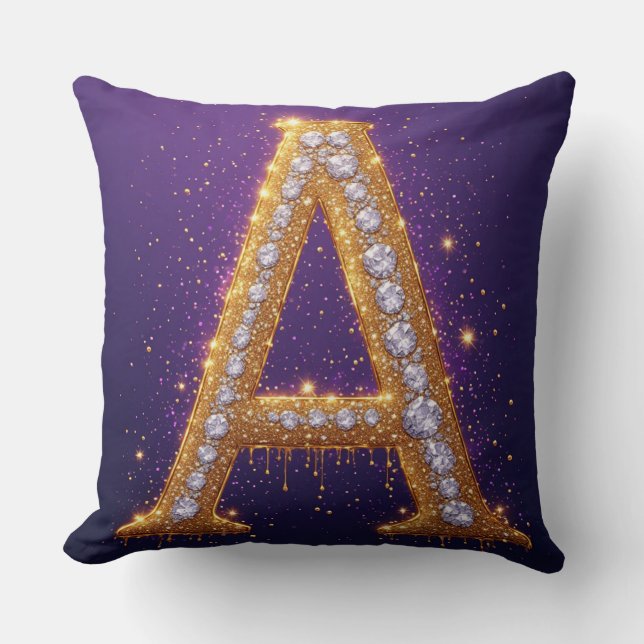 Coussin Monogramme A Or Diamant Pour Cadeaux (Recto)