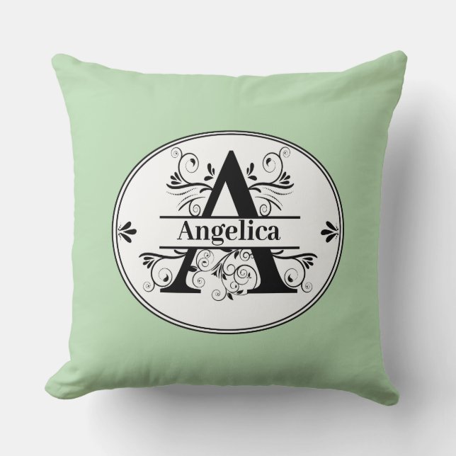 Coussin Monogramme A vert muet (Recto)