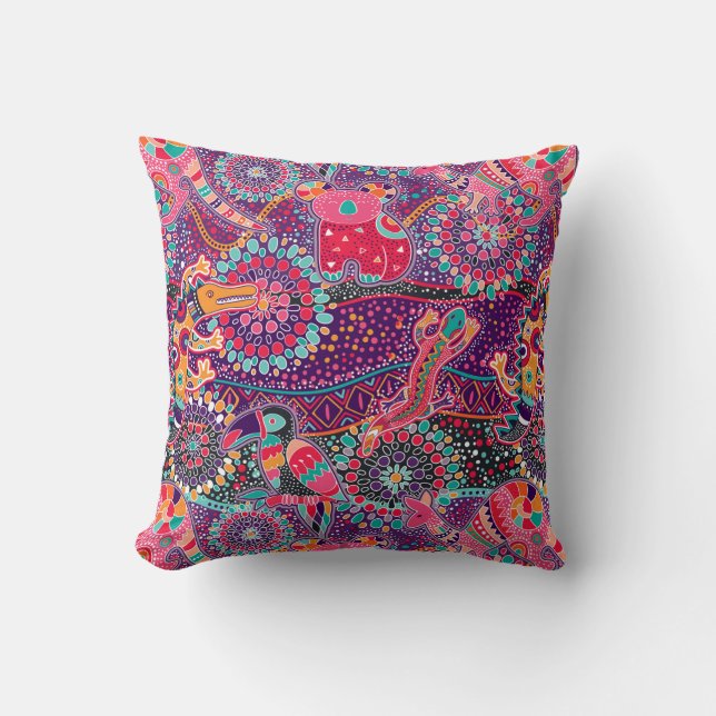 Coussin Monogramme animal du motif | de style ethnique (Recto)