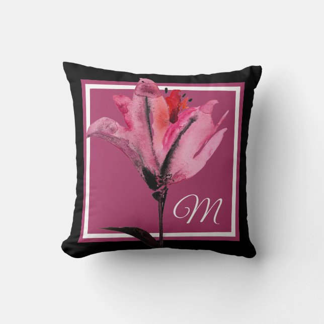 Coussin Monogramme | Aquarelle florale II (Recto)