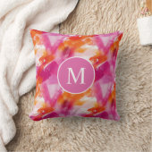 Coussin Monogramme Aquarelle rose orange Abstrait (Couverture)