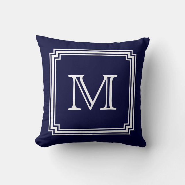 Coussin Monogramme Arrière - plan bleu marine (Recto)