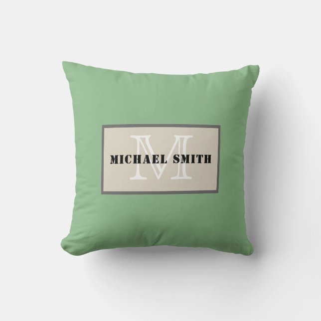 Coussin Monogramme Arrière - plan vert de la mer Noire (Recto)