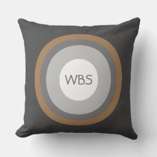Coussin Monogramme avec cercles modernes de tons terreux