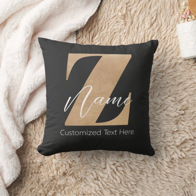 Coussin Monogramme avec initiale Z et nom personnalisé (Couverture)