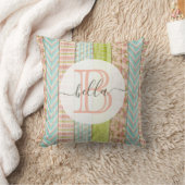 Coussin Monogramme avec nom et roses en style shabby sur b (Couverture)