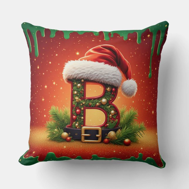 Coussin Monogramme B avec charme de Noël 🎅 (Recto)