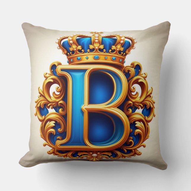 Coussin Monogramme B en lettre royale bleue (Recto)