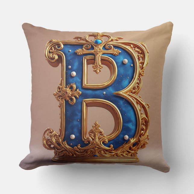 Coussin Monogramme B en lettre royale bleue (Recto)