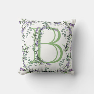 Coussin Monogramme B Lavande Eucalyptus