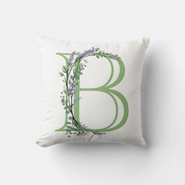 Coussin Monogramme B Lavande Eucalyptus (Recto)