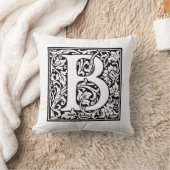 Coussin Monogramme B Modèle floral noir et blanc initial (Couverture)