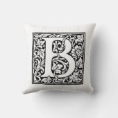 Coussin Monogramme B Modèle floral noir et blanc initial (Verso)
