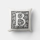 Coussin Monogramme B Modèle floral noir et blanc initial (Recto)
