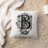 Coussin Monogramme B Modèle floral noir et blanc initial (Couverture)