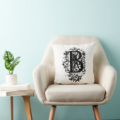 Coussin Monogramme B Modèle floral noir et blanc initial (Chaise)