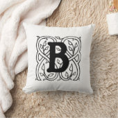 Coussin Monogramme B Modèle floral noir et blanc initial (Couverture)
