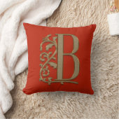 Coussin Monogramme B Orange Brûlé Famille, Mariage, Annive (Couverture)