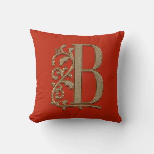 Coussin Monogramme B Orange Brûlé Famille, Mariage, Annive (Recto)