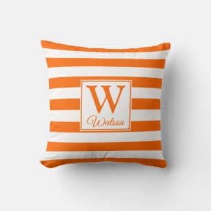 Coussin Monogramme   Bandes orange   Fun Modern