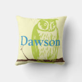 Coussin Monogramme Belle illustration Vintage de Chouette (Verso)